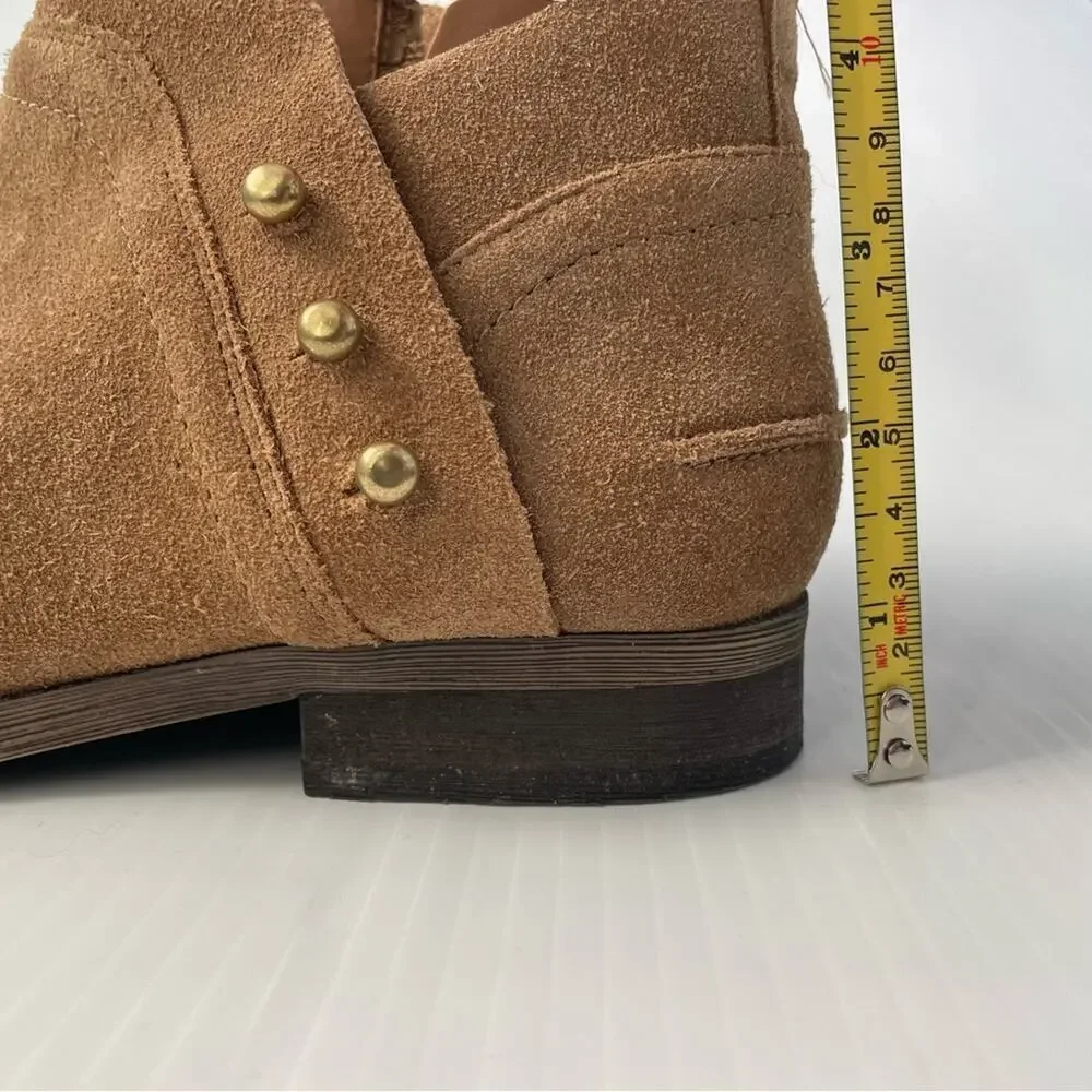 Franco Sarto Kelton brown suede studded booties size 7 size zip